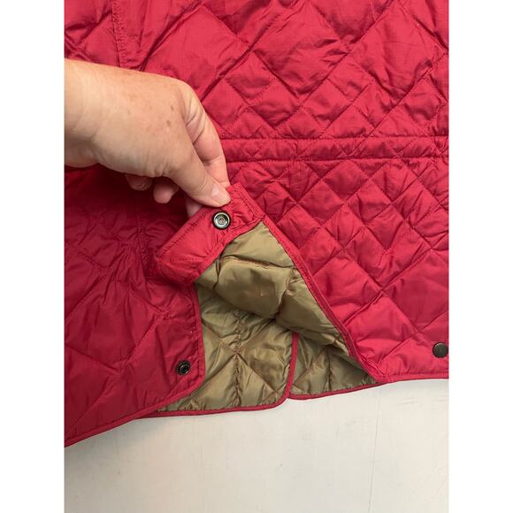 Eddie Bauer woman’s jacket LP red 550 fill power quilted goose down snap front - Picture 4 of 12